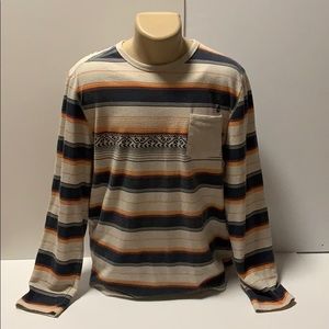 VOLCOM Striped Long Sleeve Shirt Size Large L Tan
